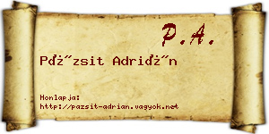 Pázsit Adrián névjegykártya