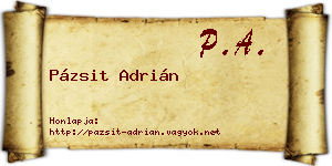 Pázsit Adrián névjegykártya